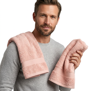 Serviette de sport en coton rose, couleur unie, rectangulaire, séchage rapide, tricotée, pour adulte, serviette de bain, certifiée OEKO-TEX - Product Image 3