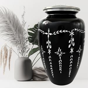 Urna Estilo Americano de Alta Calidad, Grabada a Mano, para Cenizas de Adultos, Esmalte Blanco, Capacidad de 200 Pulgadas Cúbicas, Marca LU - Product Image 2