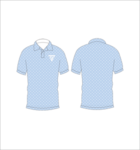 Men’s Light Blue Polka Dot Polo Shirt Short Sleeve Casual Breathable Slim Fit Summer Golf Shirt Custom Logo OEM - Product Image 3