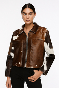 Custom Most Popular Premium Hair On Cowhide Leather <b>Jacket</b> Men Genuine Leather <b>Western</b> <b>Jacket</b> Custom OEM Wholesale - Product Image 2