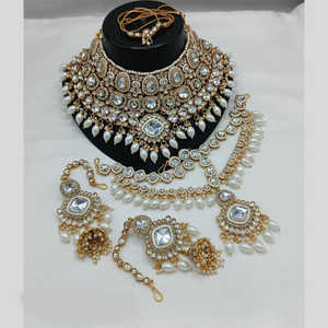 Gold Plated Kundan Stone and Meenakari Semi-<b>Bridal</b> <b>Necklace</b> <b>Set</b> 10573998 Fine Jewelry <b>Set</b> - Product Image 1