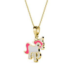 Pendentif licorne <span class=keywords><strong>rose</strong></span> dessin animé orné de cristaux <span class=keywords><strong>Swarovski</strong></span> Daisini collier en émail en gros <span class=keywords><strong>bijoux</strong></span> pour enfants - Product Image 3