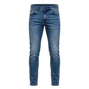 Jean en denim bleu délavé pour homme, coupe slim droite, taille mi-haute, en coton, pantalon décontracté, exporté du Bangladesh - Product Image 1
