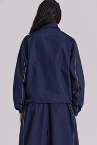Conjunto Deportivo Cortavientos Azul Marino para Mujer, Chaqueta Deportiva Ligera de Nailon con Logotipo Personalizado, Pantalones Anchos, Ropa Deportiva Informal - Product Image 2