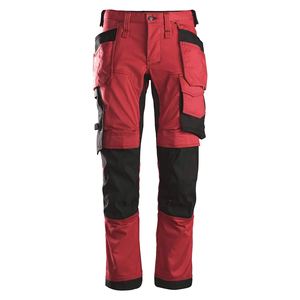 Pantalon de travail homme rouge et noir avec plusieurs poches, résistant à l'abrasion, logo personnalisé, détection par aiguille pour les travailleurs sur chantier - Product Image 5