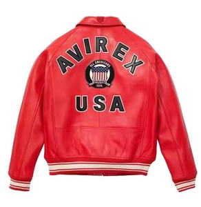 Chaqueta de Cuero Avirex de Primera Calidad, Piel de Cordero Genuina, Cuero Suave, Parches Personalizados, Estilo Retro, Chaqueta Avirex para Hombre - Product Image 3