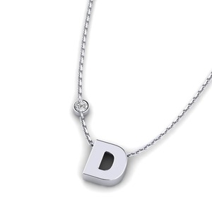 Pendentif lettre D avec breloque diamant rond, argent 925, moissanite, pendentif classique unisexe tendance - Product Image 2