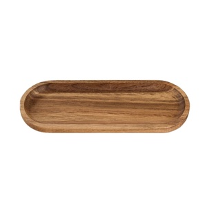 Hot Selling Acacia Wood Serving Tray Long Oval Wooden Platter Food Serving Board Kitchen Dining Decor Handmade Natural Finish - Product Image 1
