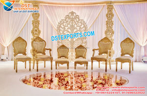 Sillas talladas de madera para decoración, Mandap de boda con diseño de hojas, Maharani - Product Image 5