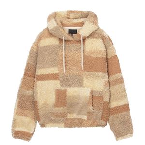 Sudadera con Capucha de Sherpa a Cuadros para Hombre, 100% Poliéster, Transpirable, Corte Holgado, Suave, Estilo Casual Urbano para Otoño e Invierno - Product Image 2