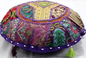 Patchwork Boho coussin de sol bohème fait à la main taie d'oreiller Hippie housse de coussin - Product Image 3