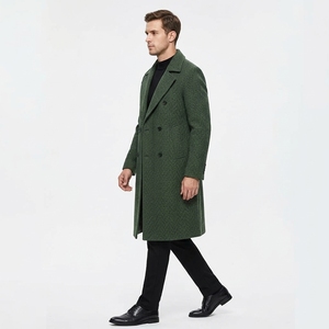 High Quality Herringbone <b>Wool</b> Winter Woolen <b>Overcoat</b> <b>Long</b> Genuine Notch Lapel Slim Fit Coats for <b>Men</b> - Product Image 4