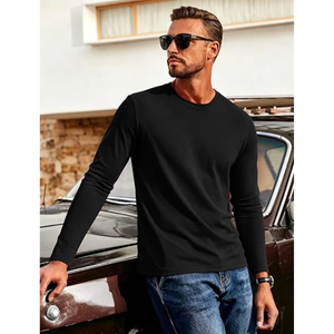 T-shirt à manches longues pour homme, col rond, décontracté, uni, coupe classique, pour tous les jours - Product Image 5