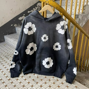 เสื้อฮู้ดดี้สตรีทแวร์ผ้าฝ้ายแท้ 480 กรัม คุณภาพสูง ล้างสีแบบแอซิดวอช พิมพ์ลายพัฟฟ์วินเทจ มีกระเป๋า  แบบเรียบ  ปรับแต่งได้ สำหรับผู้ชาย - Product Image 2