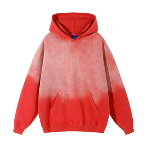 Sudaderas con Capucha al por Mayor Unisex Oversize Tie Dye Degradado Rosa Felpa Francesa Ajuste Regular Estilo Otoño Diseños con Bolsillos - Product Image 4