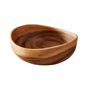 Tazón de Madera de Mango para Servir Alimentos, Forma Redonda, para Mesa de Comedor, Tazones Decorativos para Servir Ensaladas y Sopas, Hechos a Mano - Product Image 1