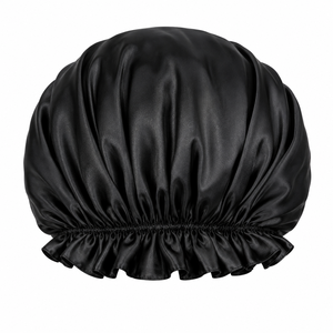 Bonnet de nuit en satin pour femmes, noir, élastique réglable, pour usage domestique, style décontracté, adulte - Product Image 2