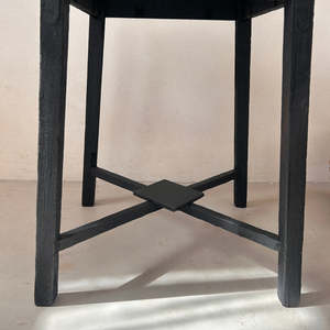Vintage Polished <b>Marble</b> Top Square <b>Side</b> <b>Table</b> <b>Black</b> Wooden Frame Rustic Accent <b>Table</b> Traditional Living Room Bedroom Furniture - Product Image 3