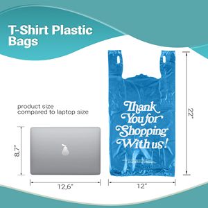 ถุงเสื้อยืดพิมพ์ลายคำขอบคุณสำหรับงานขายปลีกถุงผ้าโพลีทนทานสำหรับงานขายปลีกขนาด12x6x22หนา16ไมครอนสีฟ้าแพ็ค700 - Product Image 5
