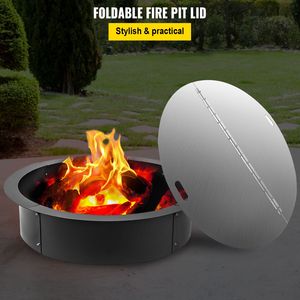 40-Inch Foldable Modern Gas Fire Pit <b>Ring</b> with Snuff Cover 430 Stainless Steel Spark Screen Cover 3mm <b>Thickness</b> - Product Image 2