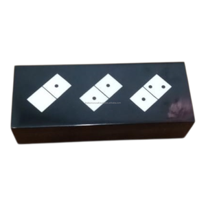 Jeu de dominos double six moderne et écologique fait main noir/ivoire avec boîte décorative pour divertissement et cadeaux - Product Image 2