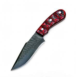 Outil utilitaire extérieur en acier à lame pleine longueur personnalisé avec manche composite rouge et noir - Product Image 1