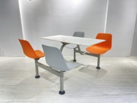 Ensemble de tables et chaises de salle à manger pour restaurant, hôtel, hôpital, 4 places, acier inoxydable, design moderne, usage commercial, cantine scolaire
