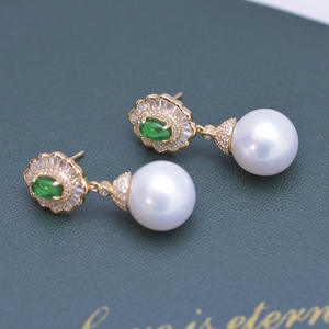 Boucles d'oreilles pendantes en argent S925 avec perles d'eau douce rondes blanches de 11-12 mm - Lumière intense, sans défaut - Product Image 5