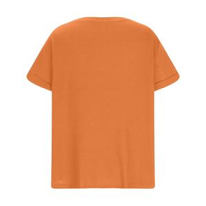 Camiseta de Punto Tipo Waffle para Mujer, Cuello en V, Manga Corta, Corte Holgado, Color Sólido, con Bolsillo, Transpirable, para Todas las Temporadas - Product Image 2