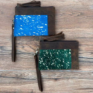 New Real Handmade Metallic Zipper Clutch <b>Small</b> Wristlet Cowhide Leather <b>Wallet</b> Rainbow Clutches With Tassel Women Stylish <b>Wallet</b> - Product Image 3