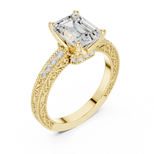 Anillo de Oro Sólido de 10K, 14K, 18K con Diamante Cultivado en Laboratorio de Corte Esmeralda de 2 Quilates, Anillos de Compromiso, Boda y Aniversario - Product Image 3