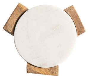 Premium White Marble Round Stone <b>Drink</b> <b>Coasters</b> <b>for</b> Home Office Table Decor - Product Image 5