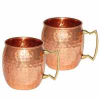 Taza Moscow Mule Clásica de Cobre Puro 100% Martillado a Mano con Asa, 500ml, a Prueba de Fugas, Ecológica, para Fiestas