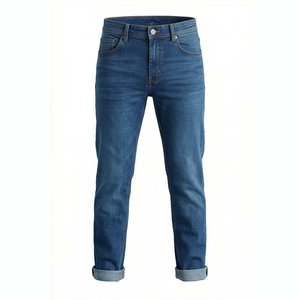 Pantalones Vaqueros de Mezclilla de Corte Recto y Ajustado para Hombre, Cintura Media, Estilo Casual, Lavado Regular, Temporada de Primavera, Color Azul - Product Image 1
