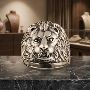 Bague Unique en Argent Sterling 925 Massif Style Lion pour Homme, Bijou Audacieux à Thème Animalier, Design Gothique Vintage, Idéale au Quotidien - Product Image 5