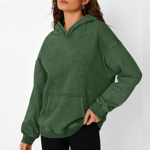 Sweat-shirts pour femmes à faible MOQ, effet délavé, avec couleur et logo personnalisés, tissu de qualité, pour l'hiver, prix abordable - Product Image 2
