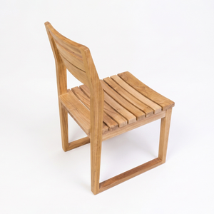 Chaise individuelle en teck, style traîneau, assise à lattes, moderne et minimaliste, pour salle à manger, hôtel et villa - Offre Spéciale - Product Image 1