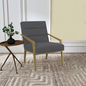 Sillón de Acento Merriman Gris Tapizado con Brazos de Metal, Acabado Oscuro Elegante para Sala de Estar - Product Image 1