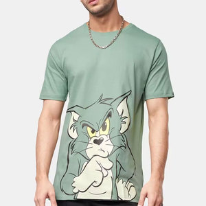 Men's Short Sleeve T-Shirt With Hand-Drawn <b>Pattern</b> Printed Design Casual O-Neck Regular Fit <b>Knitted</b> Fabric - Product Image 2