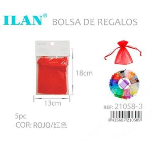 Sacchetti Regalo in Organza Ilan 13x18 Cm Confezione da 5 Colore Rosso Per Feste - Product Image 3