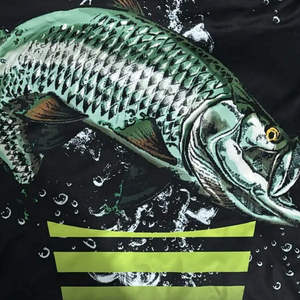 T-shirt à manches longues pour homme, col en V, imprimé poisson vert, séchage rapide, tricoté en polyester, coupe décontractée, design imprimé photo - Product Image 3