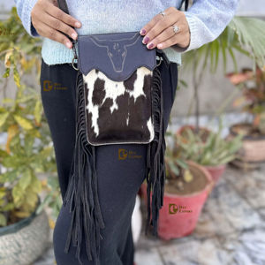 Nuevo Diseño Bolso de Teléfono y Monedero de Piel de Vacuno Genuina con Flecos y Grabado Artesanal, Bolso Bandolera Pequeño, Bolsa de Muñeca, Riñonera - Product Image 1