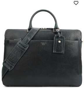 Porte-documents d'affaires pour homme en cuir véritable, fermeture à glissière classique, durable, léger, sac de voyage souple, noir - Product Image 1