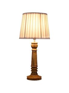 <b>Vintage</b> Wooden Round <b>Table</b> Lamp Pleated Linen Shade Decorative <b>Bedside</b> Torchiere Indoor Bedroom Housewarming Gift Tabletop Use - Product Image 3