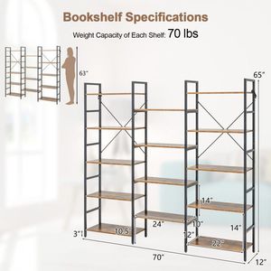 Libreria a tre ante grande e alta con struttura in metallo, scaffale espositivo per collezione di libri - Product Image 3