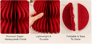 Arbre de Noël et décoration en papier nid d'abeille rouge SHAHALAM pour les fournitures de fêtes, décorations de fenêtres/portes, fabriqué au Rajasthan - Product Image 5