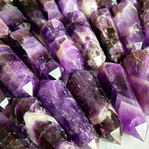 Hermosa Amatista de Doble Terminación en Forma de Lápiz, Cristal Natural, Gema Púrpura |   Colgante de alambre con piedra al por mayor de la India a granel - Product Image 4