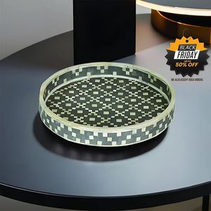 Plateau de table basse artisanal en os incrusté, plateau de décoration d'intérieur haut de gamme en os incrusté, plateau d'appoint design en os incrusté, plateau de vanité en os incrusté - Product Image 1
