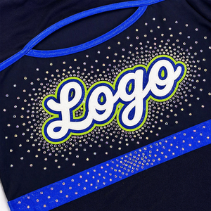 Fabricant d'uniformes de cheerleading sur mesure OEM/ODM, vente en gros de tenues de cheerleading, jupe en spandex, design perlé, broderie - Product Image 5