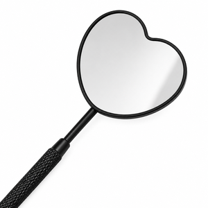 Personalized Heart Shape Handheld Stainless Steel Frame <b>Makeup</b> <b>Mirror</b> 3X <b>Magnifying</b> Single Side Black Handle - Product Image 2